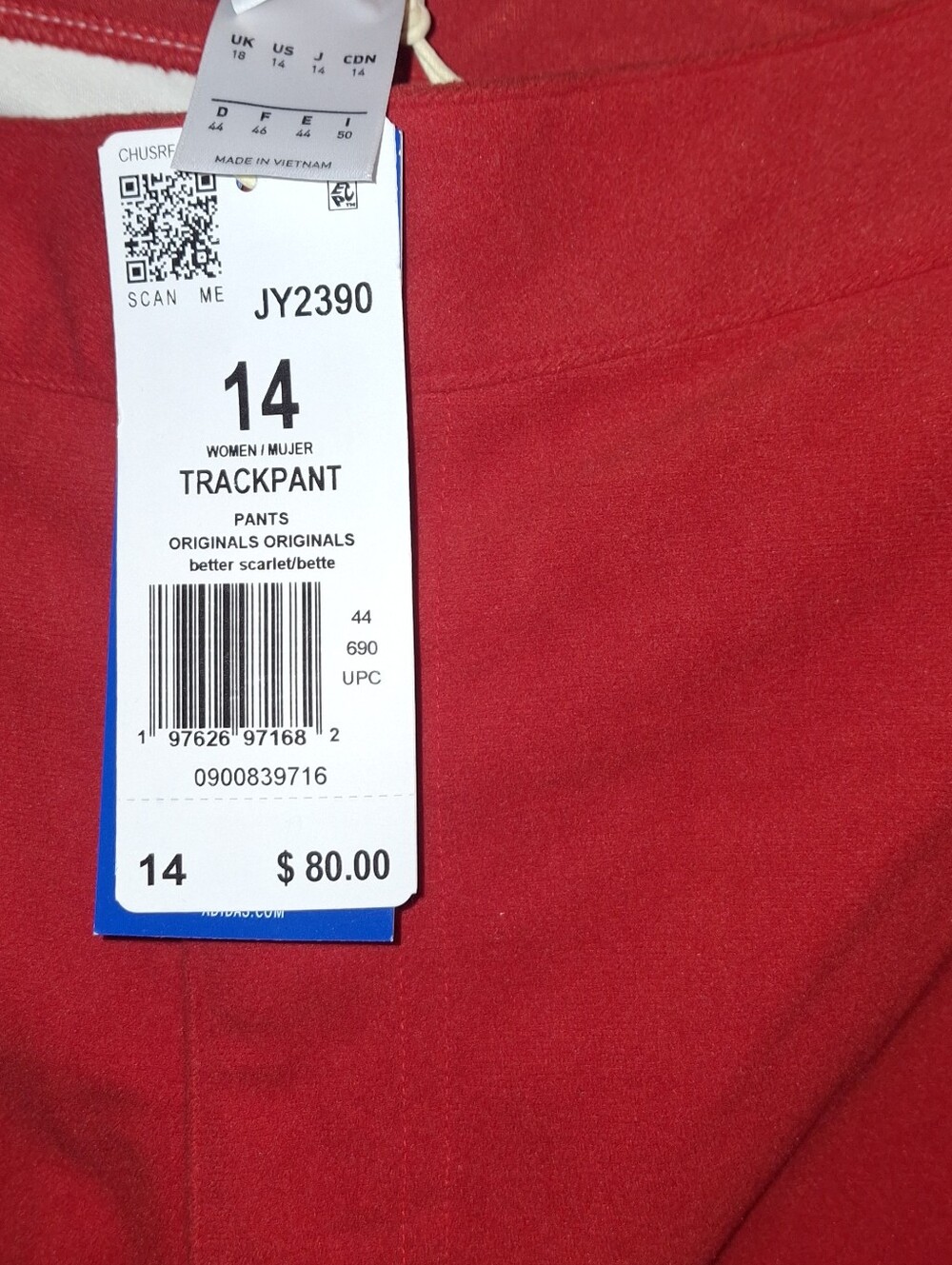 adidas Red Women's Trackpant - Size 14 - Picture 5 of 5